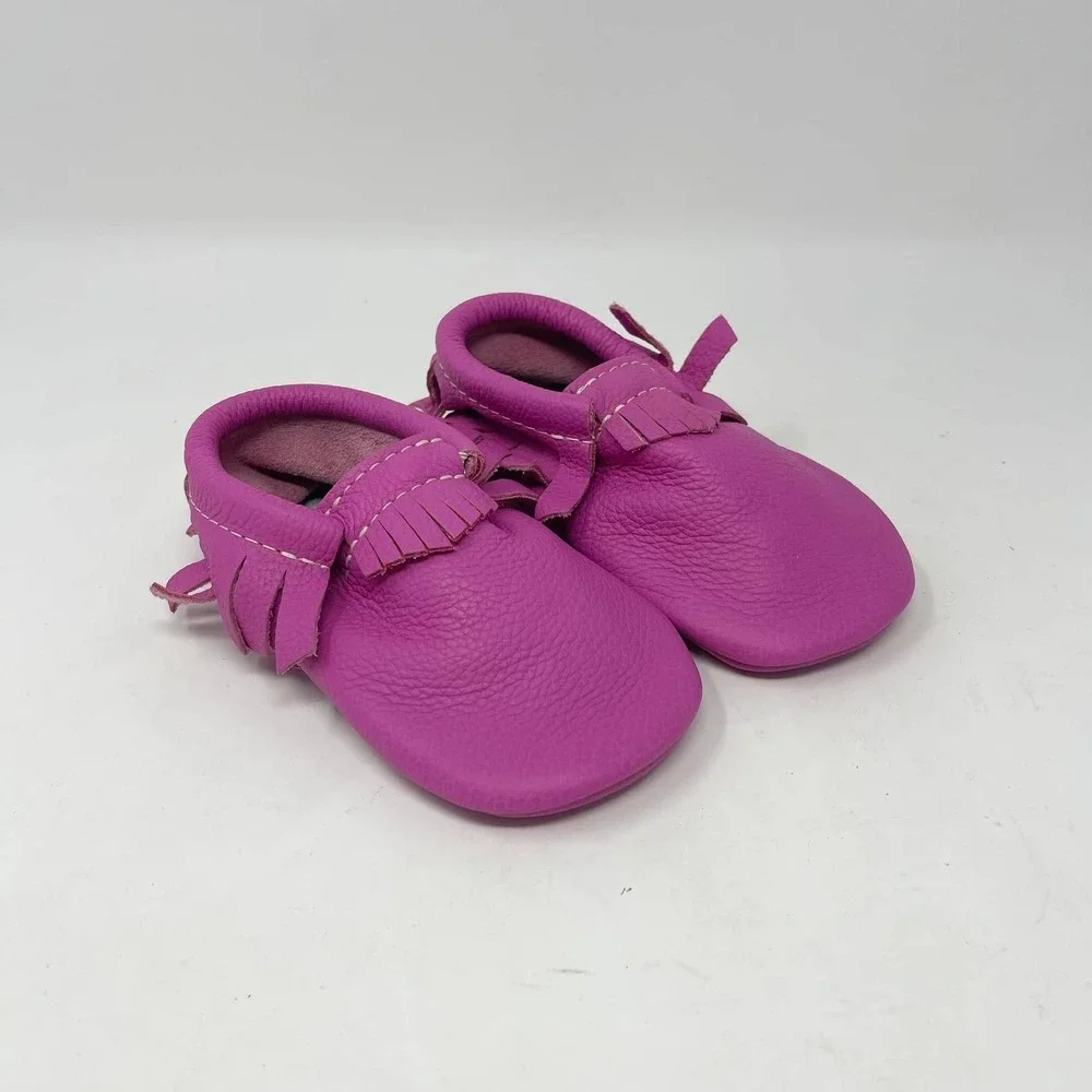 Freshly Picked Baby Shoes Fringe Moccasin Toddler Girls 10 Mini Sole Bright Pink